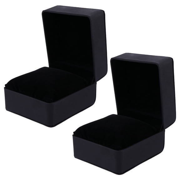 Minkissy 2Pcs Black Watch Display Box with Durable Material and Detachable Cushions