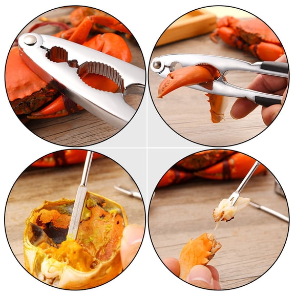 Minkissy Black Handheld Crab and Nutcracker Tool Made of Zinc Alloy for Easy Cracking of Crabs, Walnuts, and Shellfish
