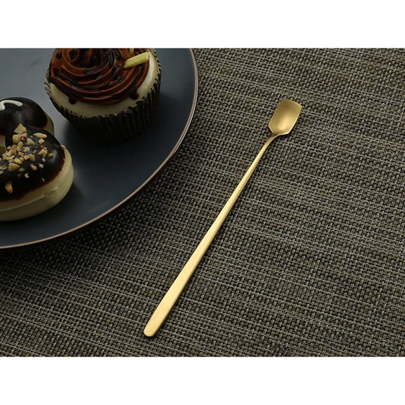Minkissy 2Pcs Eco Friendly Stainless Steel Ice Spoons Golden Anti Rust for Drinks and Desserts