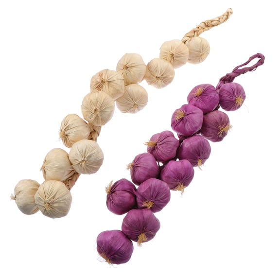 Minkissy 2Pcs Foams Garlic Strings White Artificial Vegetable Strings for Wall Hanging Home Decoration