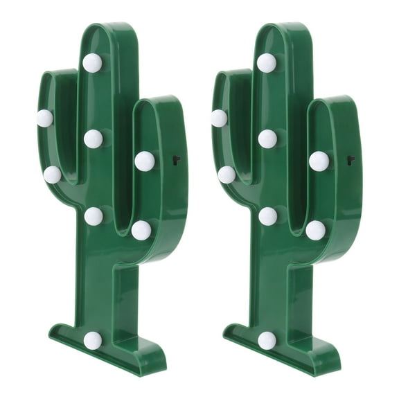 Minkissy 2Pcs Green Cactus Shaped LED Night Light Table Lamp PVC Material for Bedroom Bedside and Party Decoration