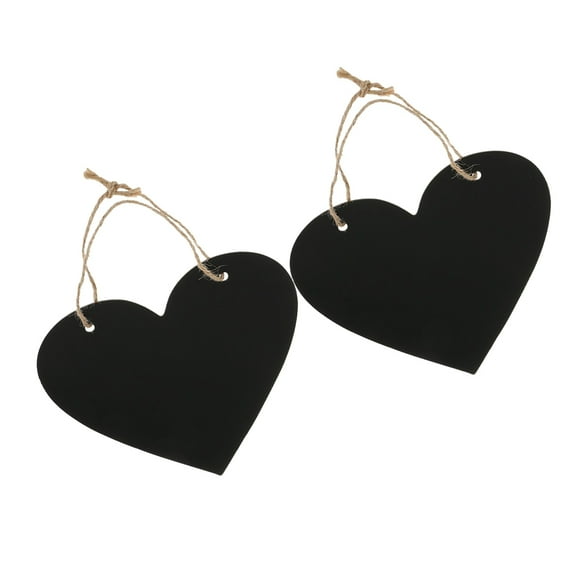 Minkissy 2Pcs Heart Shaped Chalkboard Message Signs Wall Decor Black Frame for Home