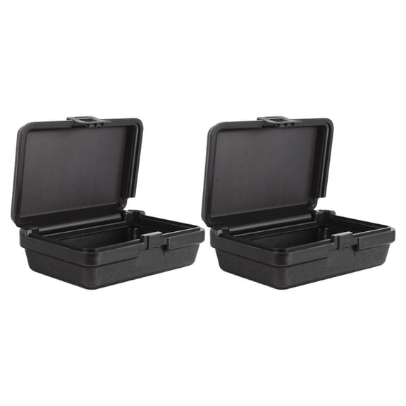 Minkissy 2-Pack Heavy Duty Portable Tool Box Black Plastic Storage Case for Technicians Equipment and Tools