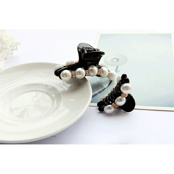Minkissy 2Pcs Ladies Black Hairpin with Rhinestone Hair Claw for Stylish Hair Decoration