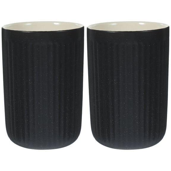 Minkissy 2Pcs Lightweight Black Ceramic Tooth Rinsing Cups Reusable Bathroom Mugs for Home Use