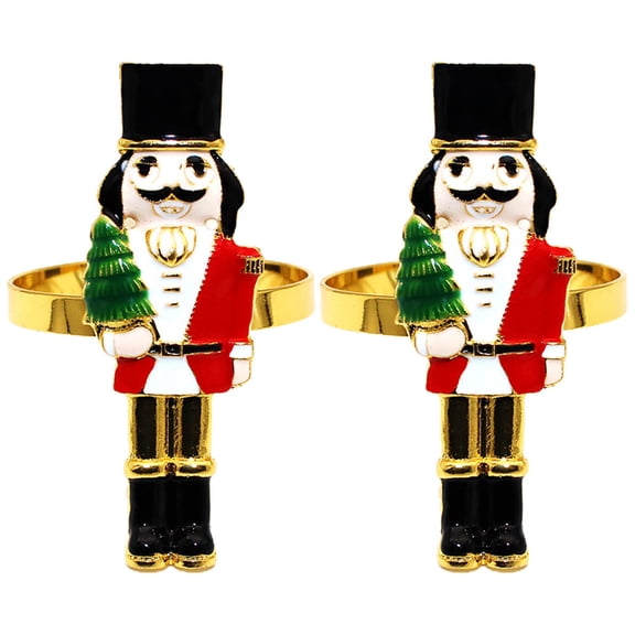 UPOUART 2-Pack Christmas Nutcracker Napkin Alloy Buckles Festive Holiday Table Decor for Dining Celebration