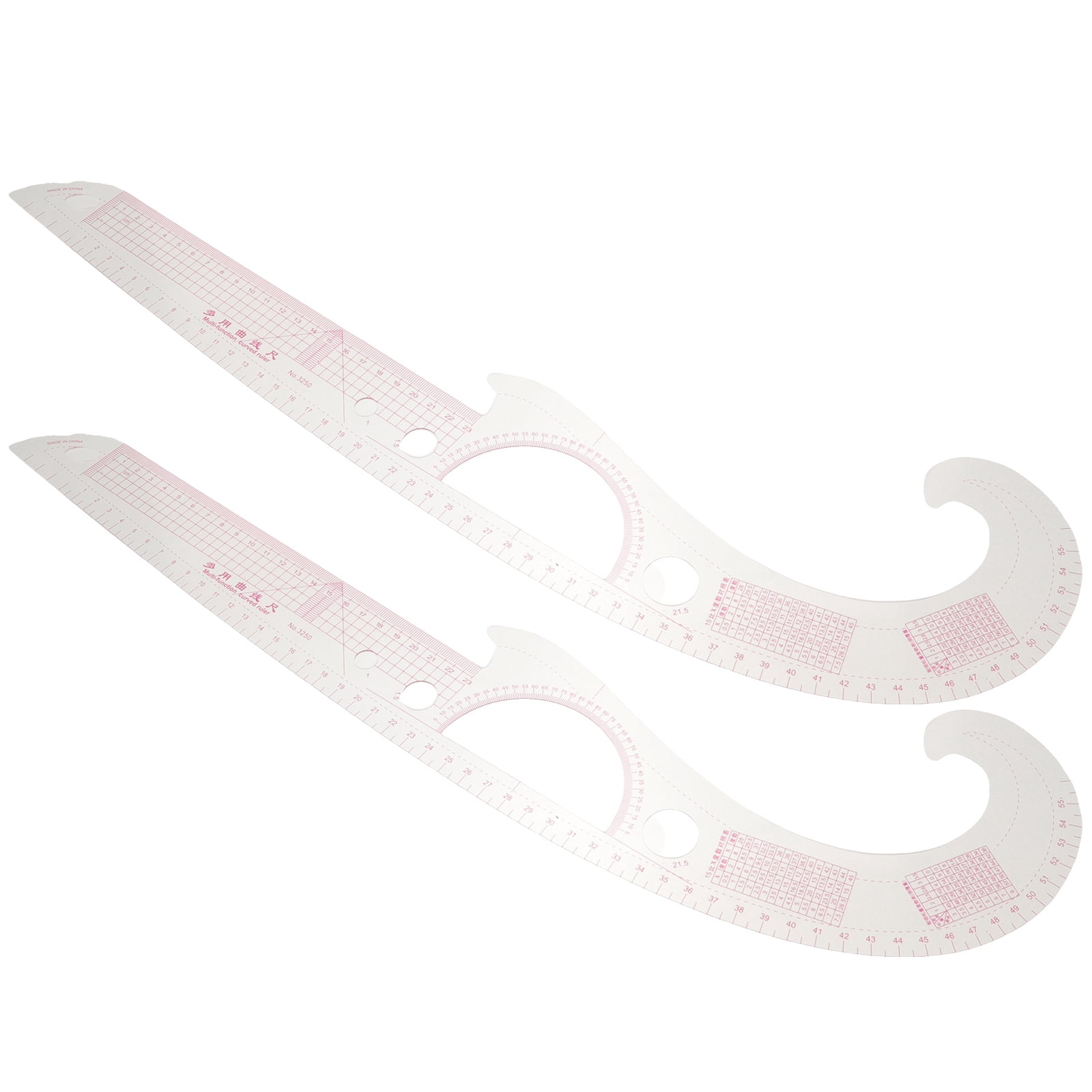 Minkissy 2Pcs Plastic Sewing Ruler Multi Color Curved Ruler for Pattern ...