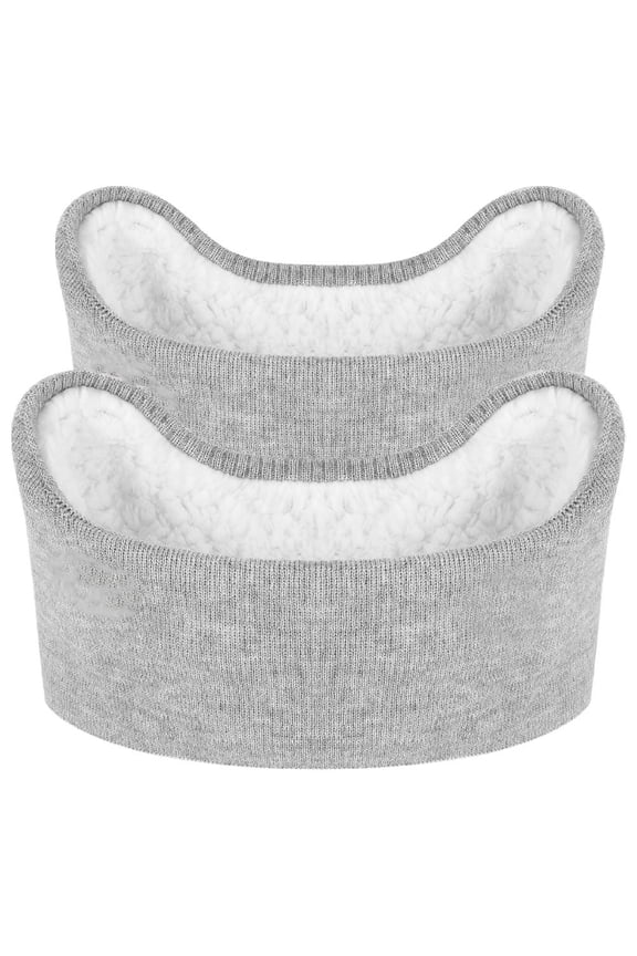 2-Pack Grey Plush Ear Muffs for Sleep, Noise Reduction Earmuffs with Soft Fleece and Elastic Band for Travel & Home Comfort