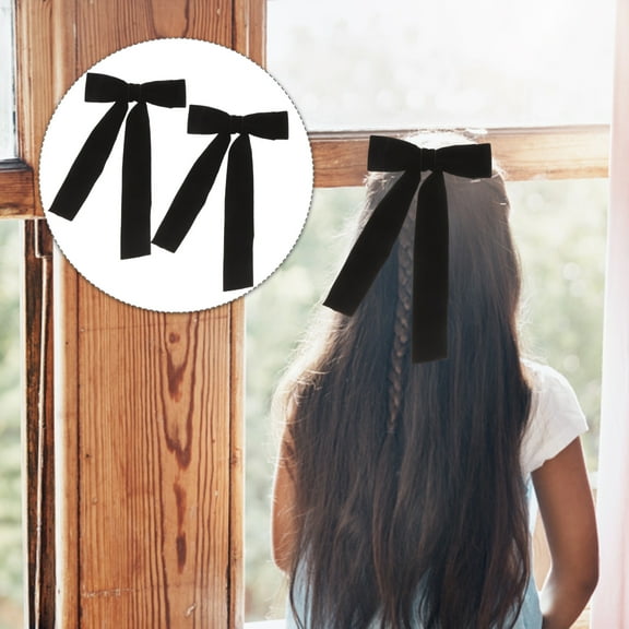 Minkissy 2Pcs Polyester Bowknot Hair Clips Black Hair Decoration for Women