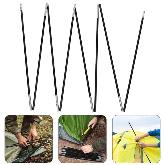 Minkissy 2Pcs Outdoor Tent Pole Replacement with Durable Fiberglass Lightweight Black for Camping