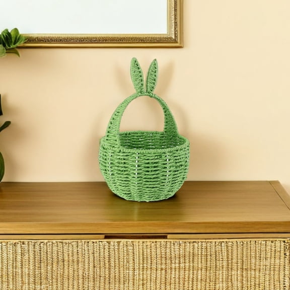 Minkissy Set of 2 Woven Ear Baskets, Assorted Colors, Outdoor Storage Baskets for Home, Garden, and Patio Use
