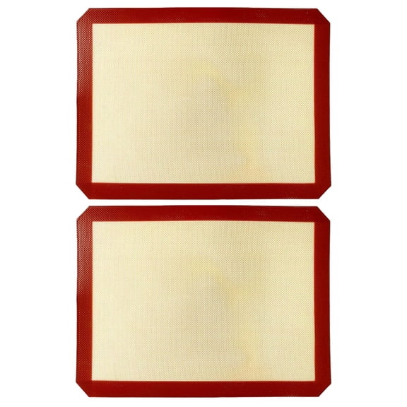 Minkissy Set of 2 Reusable Silicone Baking Mats, Red Nonstick Kitchen Mats, Easy to Clean and Dishwasher Safe