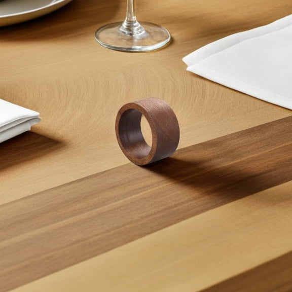 Minkissy 2Pcs Rustic Wooden Napkin Rings Coffee Color for Dining Table Decor with Artisan Craftsmanship