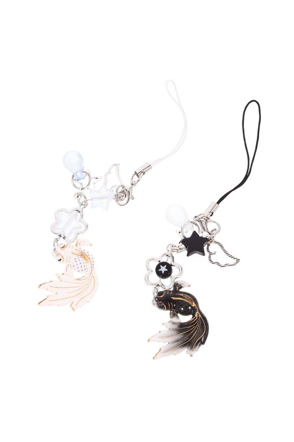 Fish Phone Charm Set 2Pcs Good Luck Symbol Keychain Pendant Accessories