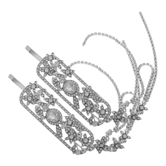 Minkissy 2Pcs Silver Bridal Hair Accessories Chinese Style Rhinestone Tassel Clips for Wedding Hairstyles