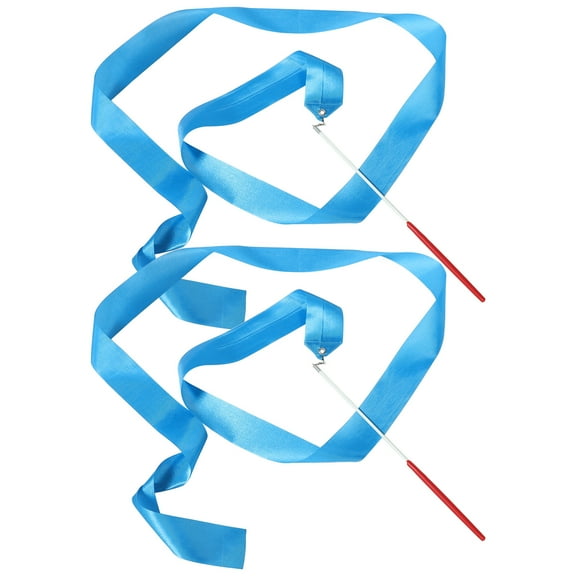 Minkissy 2Pcs Sky Blue Gymnastics Ribbon Stick for Dance Practice and Fitness Training Lightweight Portable