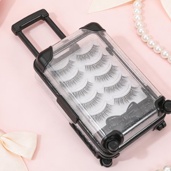 Minkissy 2Pcs Small Clear Plastic Suitcase Organizer Box for False Eyelash and Jewelry Storage