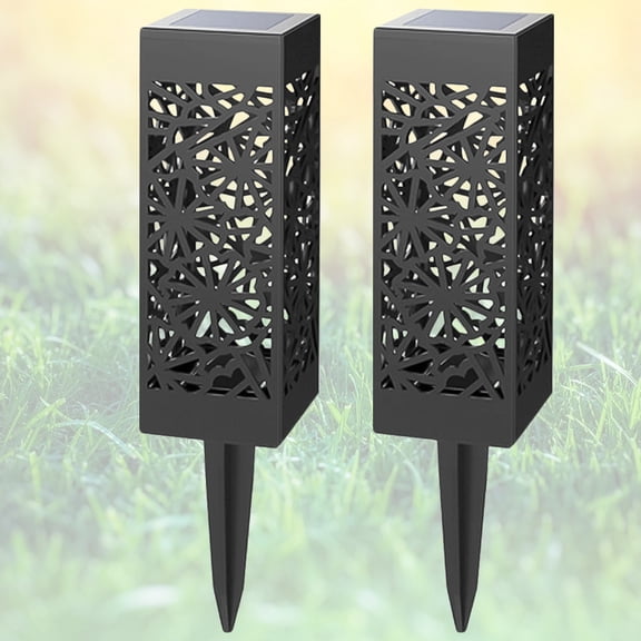 Minkissy 2Pcs Solar Lamp Outdoor Ground Plug Light Black Garden Lawn Light Energy Efficient