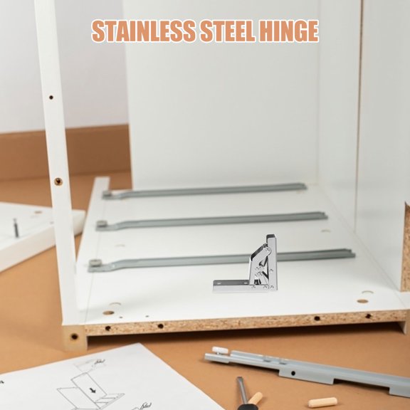 Minkissy 2-Pack Stainless Steel Drop Leaf Cabinet Door Hinges, Silent Smooth , Slot-Free Design for Home Furniture