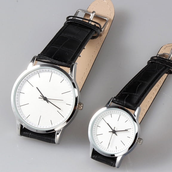Minkissy 2Pcs Stylish Black Strap Couple Watches with Practical Quartz Movement