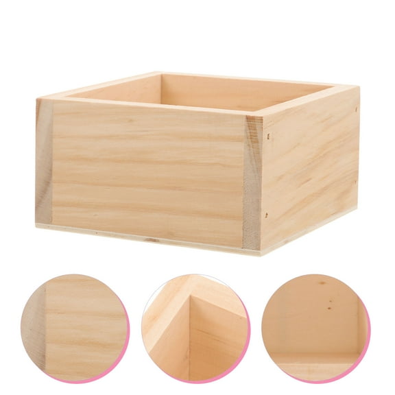 Minkissy 2Pcs Succulent Wood Planter Khaki 3.65X3.65X1.77In Wooden Diy Decoration For Homeowners