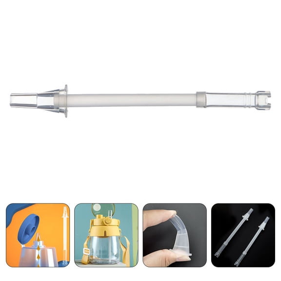 Minkissy 2Pcs Transparent Silicone Reusable Straws for Drinking Suitable for Hot and Cold Beverages