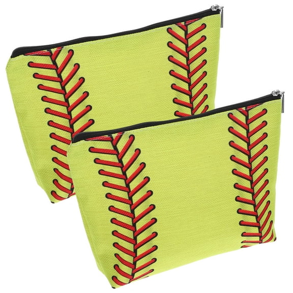 Minkissy 2-Pack Travel Makeup Bags Linen Cosmetic Cases with Zipper for Organizing Toiletries Yellow