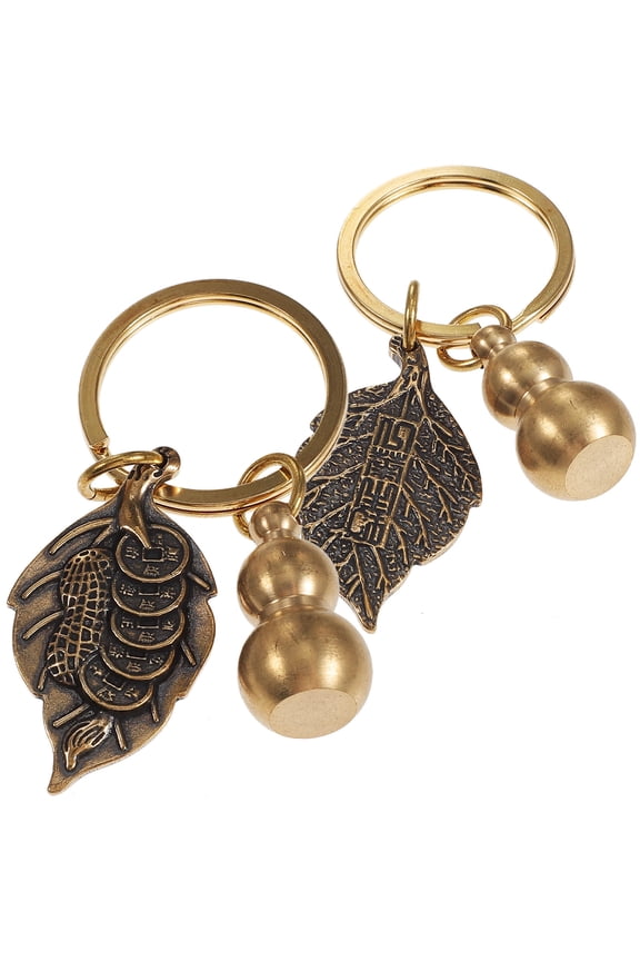 2Pcs Yellow Gourd Keychain Pendant Chinese Style for Door Decoration