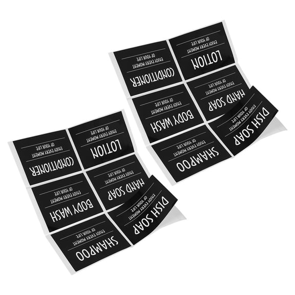 Minkissy 2Sets Black Self Adhesive Bathroom Organization Labels for Shampoo Conditioner and Body Wash Bottles