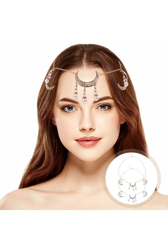 Bohemian Chain with Moon Crystal Hair Jewelry, Assorted Colors for Elegant Wedding and Special Occasions