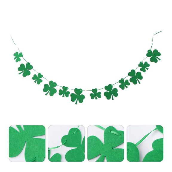 Minkissy 2pcs St. Patrick's Day Felt Banner Green Decorative Garland for Party, Home, Bar Decoration, 1.5ft Length