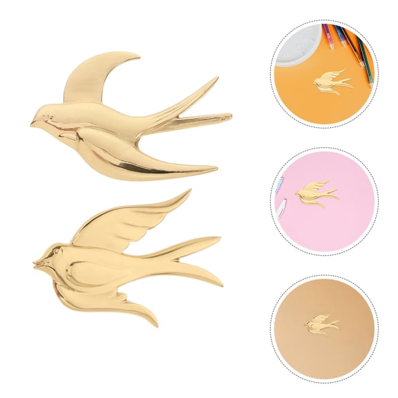 Minkissy Set of 2 Hanging Swallow Bird Wall Sculptures, Brass Decorative Art with Vintage Style for Home Decor