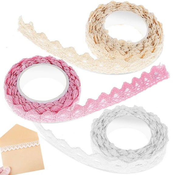 Minkissy Lace Tapes Cotton Cloth 3 Rolls 15.7X0.63X0.08in