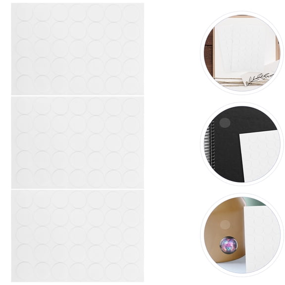 Minkissy 3 Sheets Round Double-Sided Adhesive Stickers for Office, School, and Home Use, and Easy to Stick