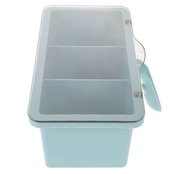 Minkissy Set of 3 Sky Plastic Seasoning Spoons with Storage Box, Lightweight Container for Outdoor Picnic and Kitchen Use