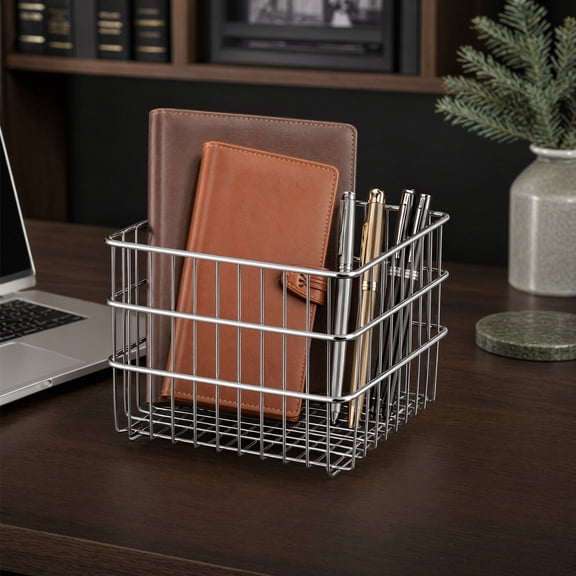 Minkissy 304 Stainless Steel Wire Basket - Home Organization Storage Container for Kitchen Bathroom Office