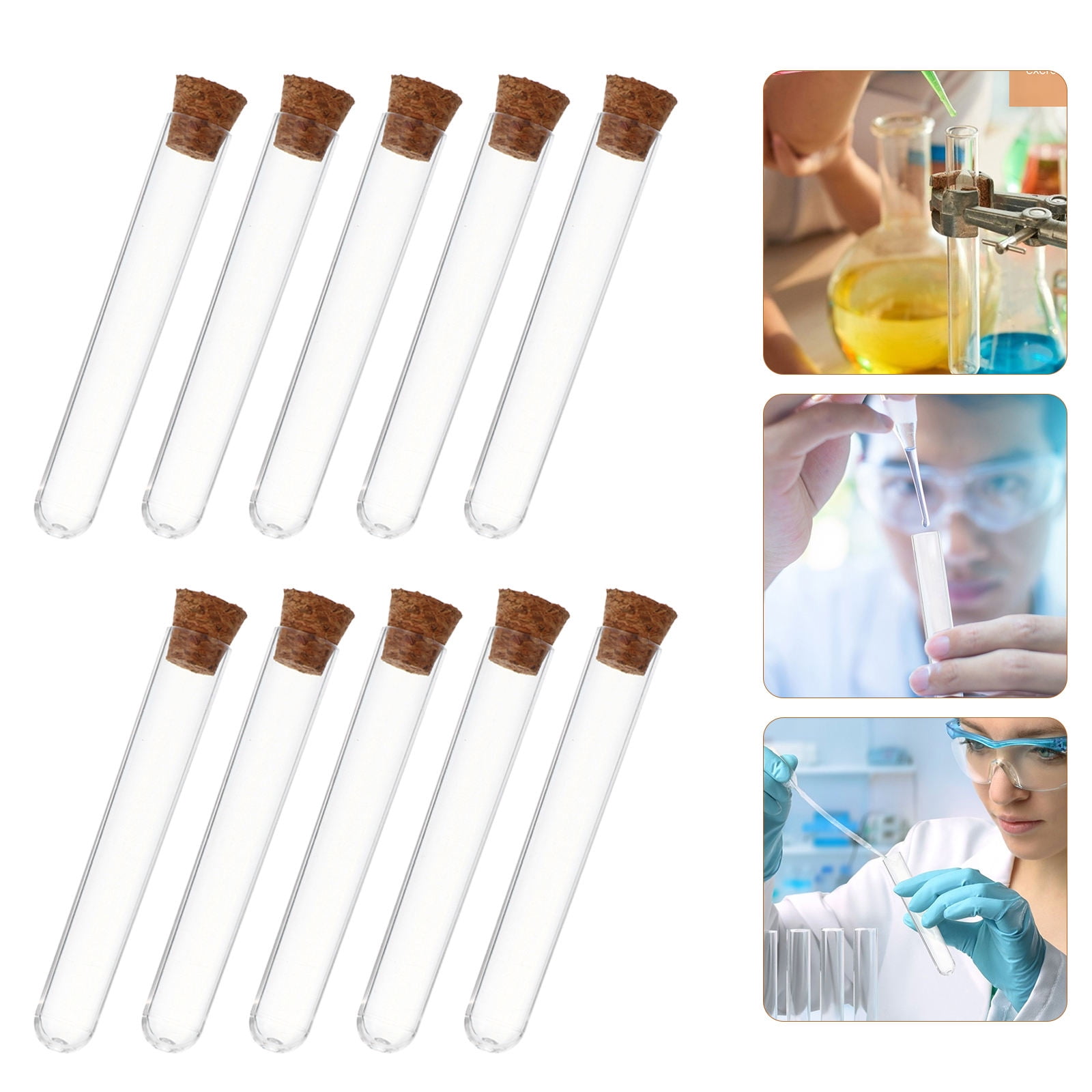 Minkissy 30Pcs Clear Test Tube Bottles Plastic for Chemical Experiment ...
