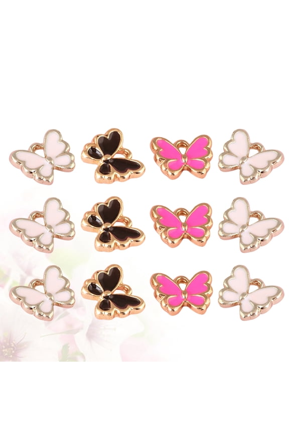 30Pcs Jewelry Charms Bulk Alloy Pink Black Rosy for Decorative Accessory Making