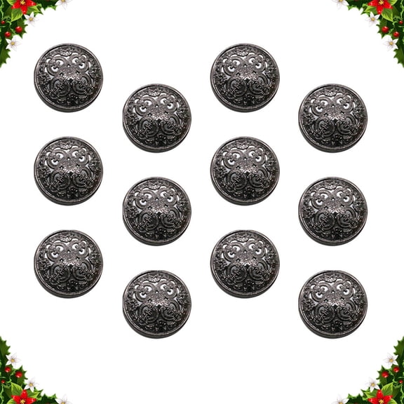 Minkissy 30pcs Black Metal Hollow Buttons 20mm for Sewing, Fashion Fasteners and Decorative Craft Supplies