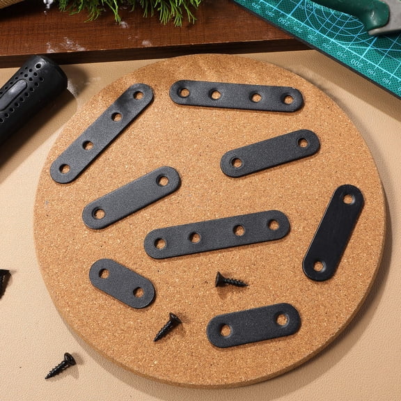 Minkissy 32 Pcs Flat Steel Brackets With Holes For Wood Black Corner Reinforcement In Furniture Assembly