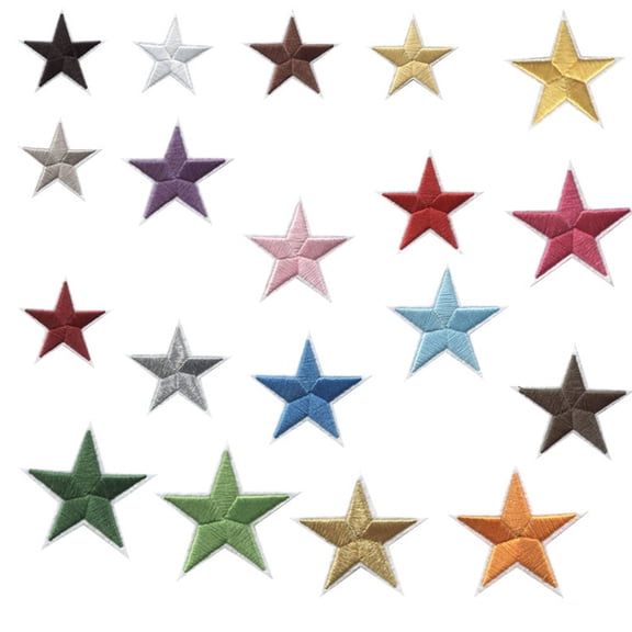 Minkissy 38-Piece Star Pattern Embroidery Patch Stickers for Clothes, Fabric Decor Appliques for Sewing and Craft Projects