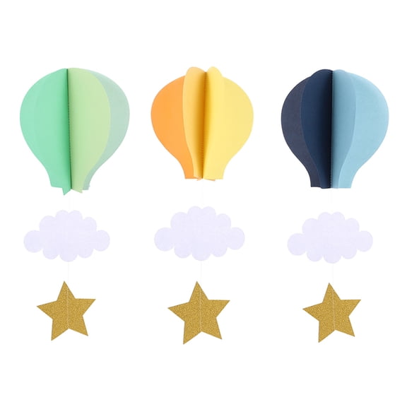 Minkissy 3Pcs 3D Hot Air Balloon Hanging Decorations Assorted Colors Ceiling Decor for Home Party