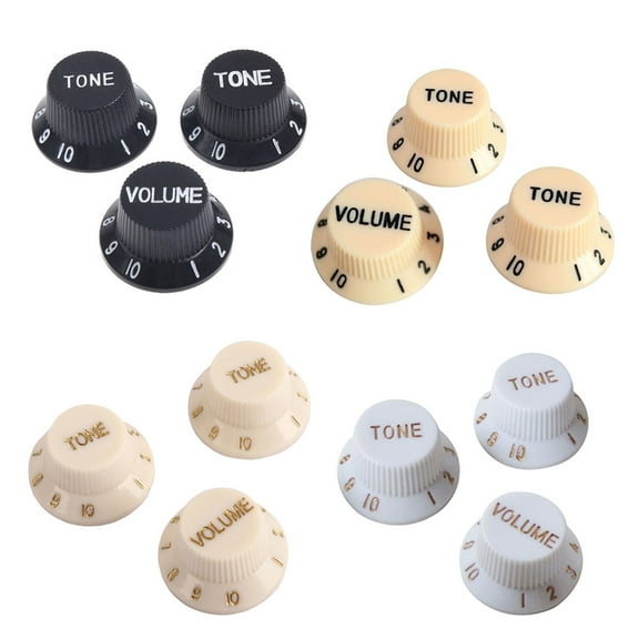 Minkissy 3Pcs Black Bass Guitar Control Knobs Easy Install Plastic Parts for St Tl Electric Guitars