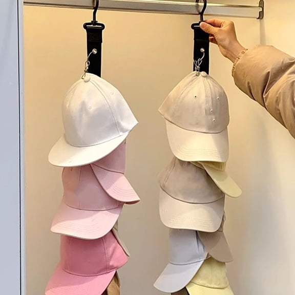 Minkissy 3-Pack Black Wall-Mounted Hat Hangers with Metal Clips for Baseball Cap Storage and Closet Organization