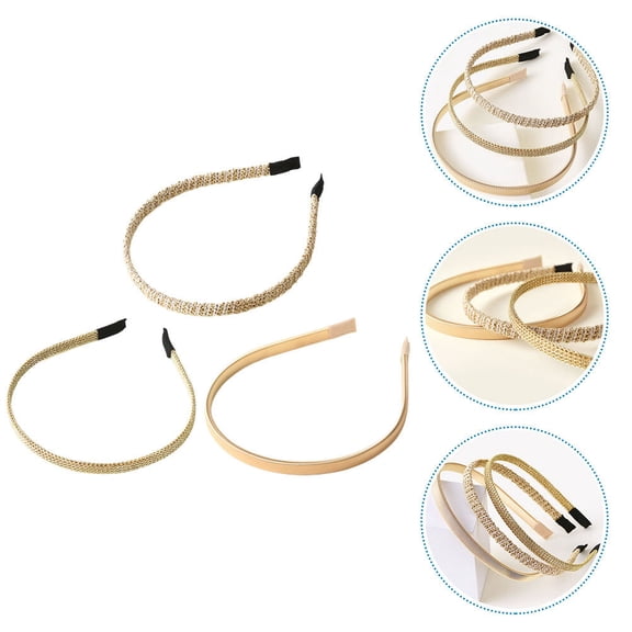 Minkissy 3Pcs Thin Metal Headbands Hair Ornament for Women Christmas Party