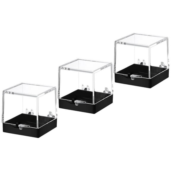 Minkissy 3Pcs Mineral Storage Boxes Transparent Plastic Square Containers For