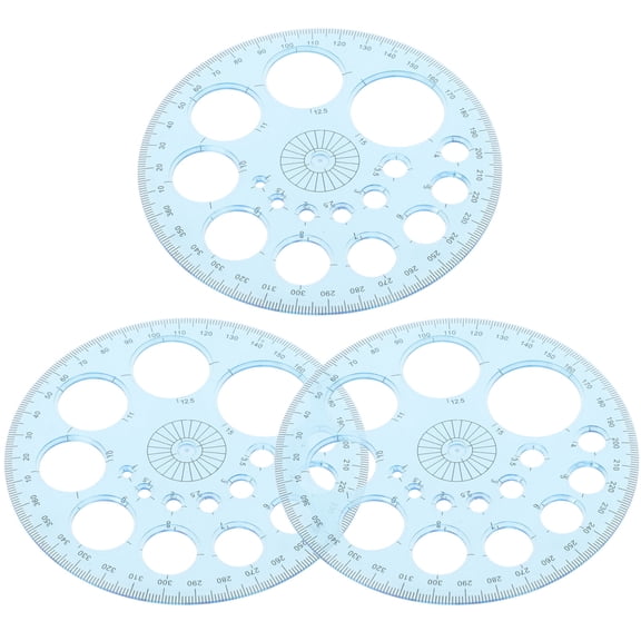 Minkissy 3Pack Sky-Blue Plastic Math Protractor Set for Students Geometry