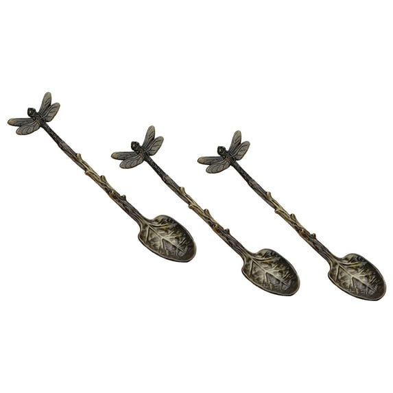 Minkissy 3Pcs Retro Spoons Zinc Alloy For Home Use And Hotel Use In Oval Shape With Workmanship