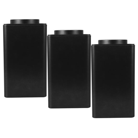 Minkissy  3Pcs re Airtight Tea Canisters Black Tin Containers for Loose Tea