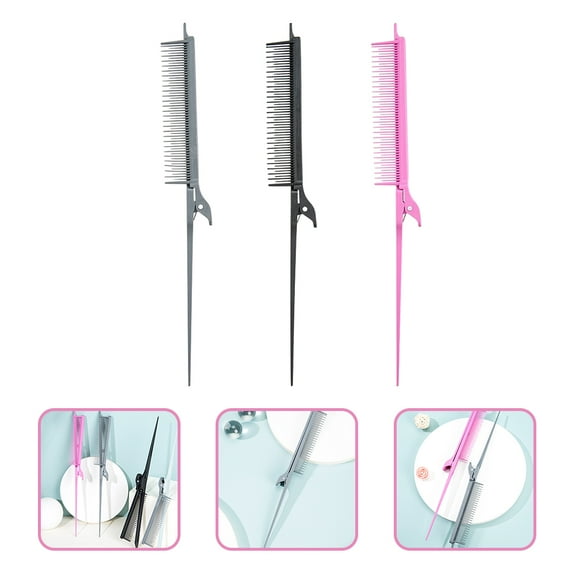 Minkissy Set of 3 Rat Tail Hair Combs Lightweight and Durable for Women, Flexible Design Suitable for All Hair Types